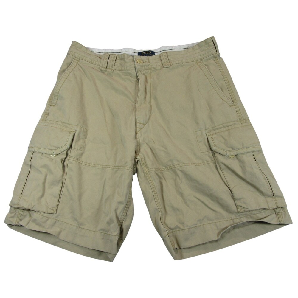 Polo Ralph Lauren Mens Cargo Shorts 36 x 10 Khaki 100% Cotton Pockets